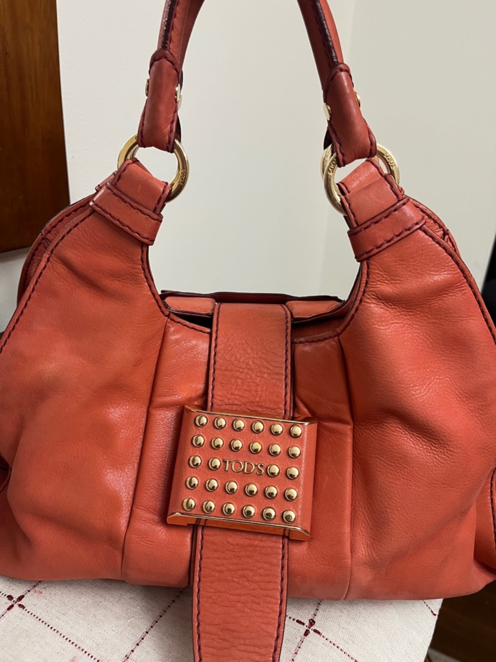 Tod's  nubuck Leather Shoulder Bag with Gold Hardware - Picture 4 of 16